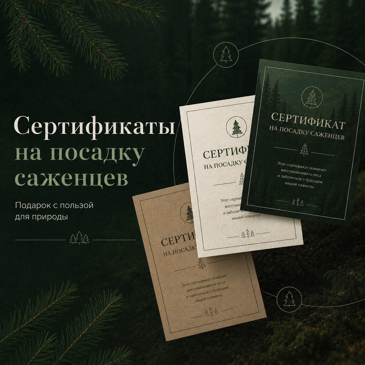 Сертификаты на посадку саженцев от компании Посади Своё Дерево