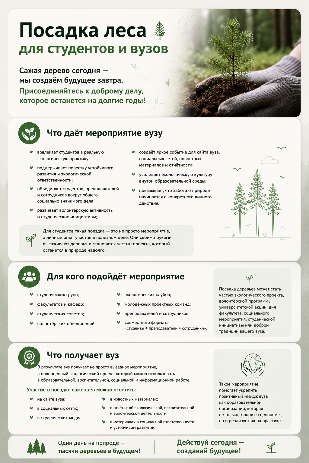 Посадка саженцев для студентов