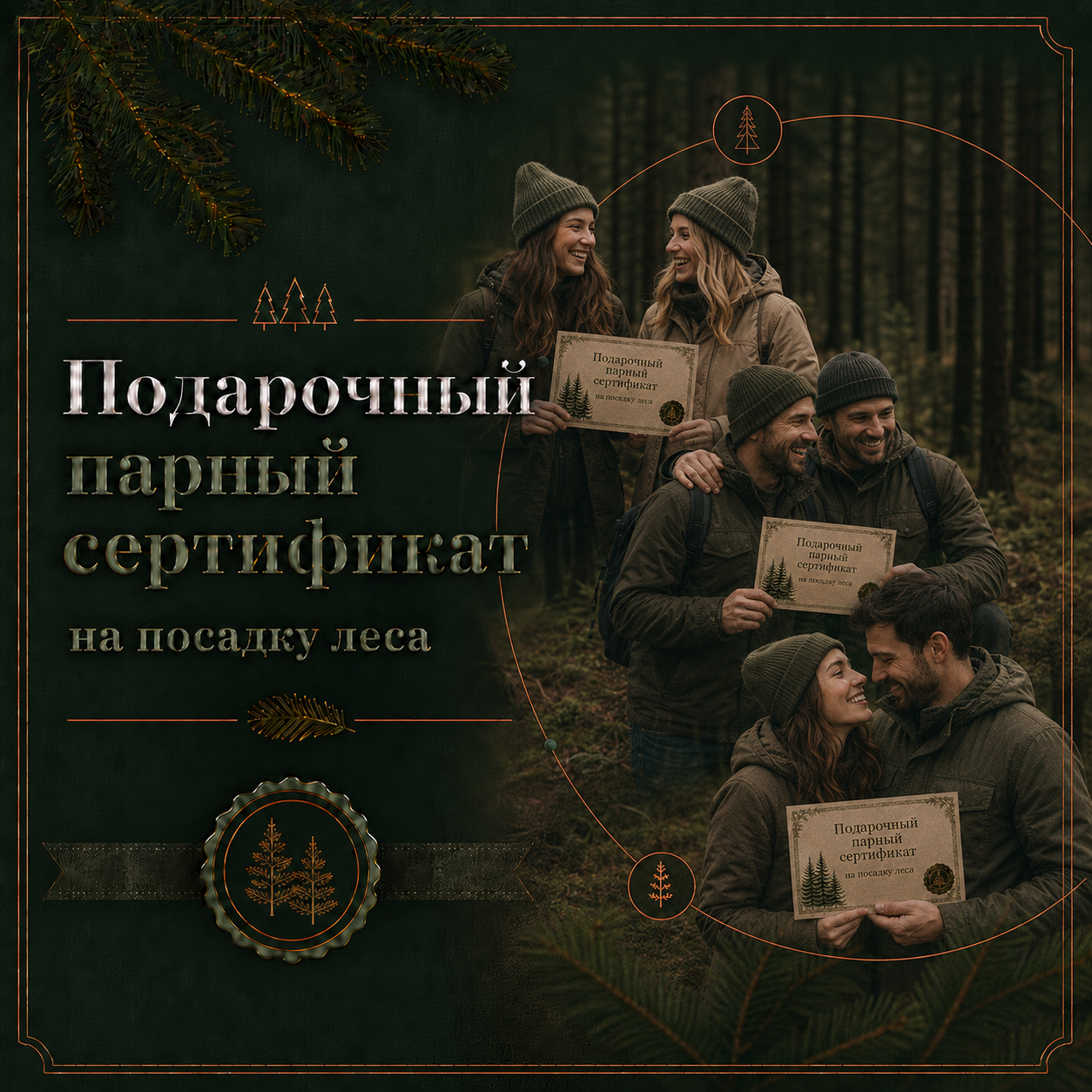 Подарочный парный сертификат на посадку леса