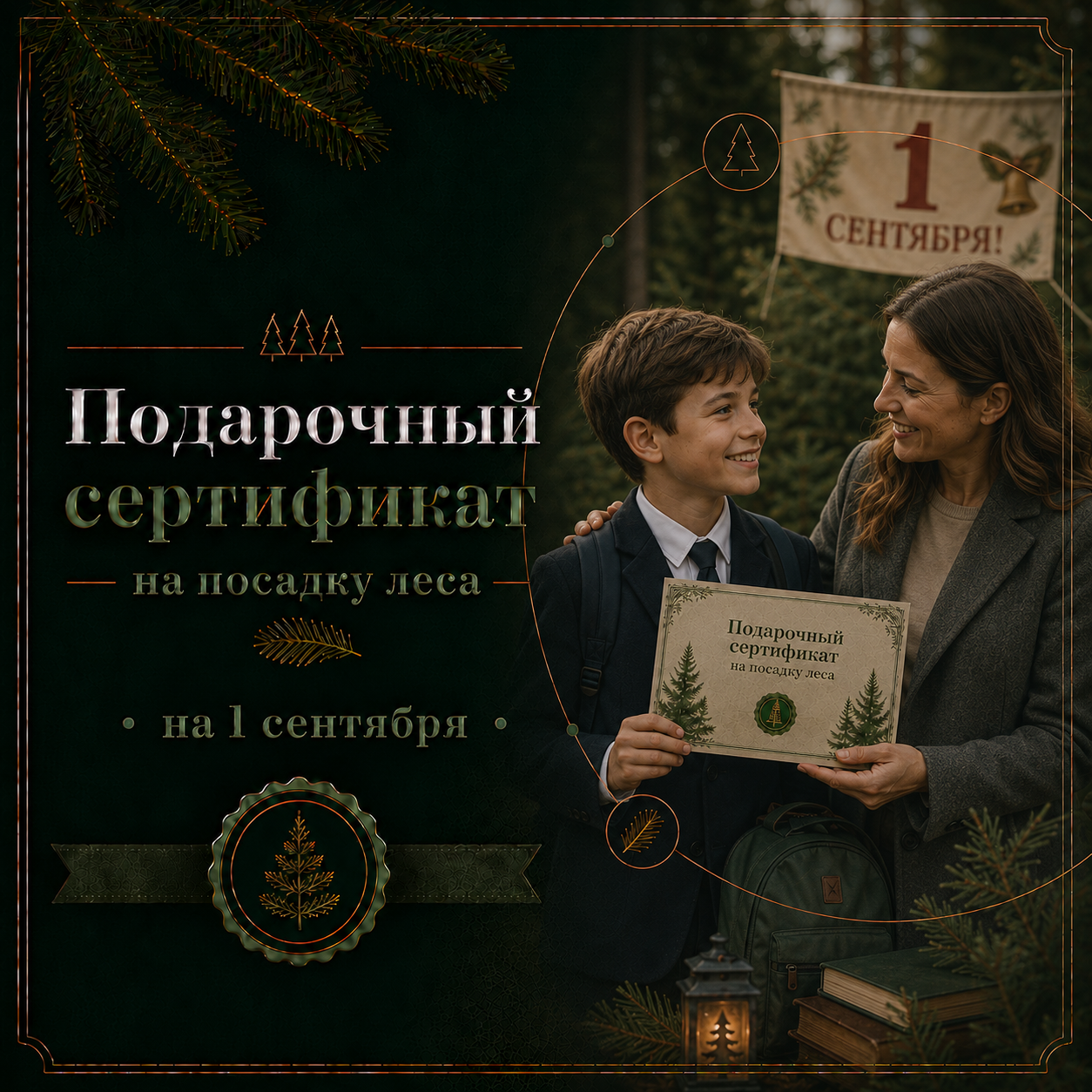 Подарочный сертификат на посадку леса на 1 сентября