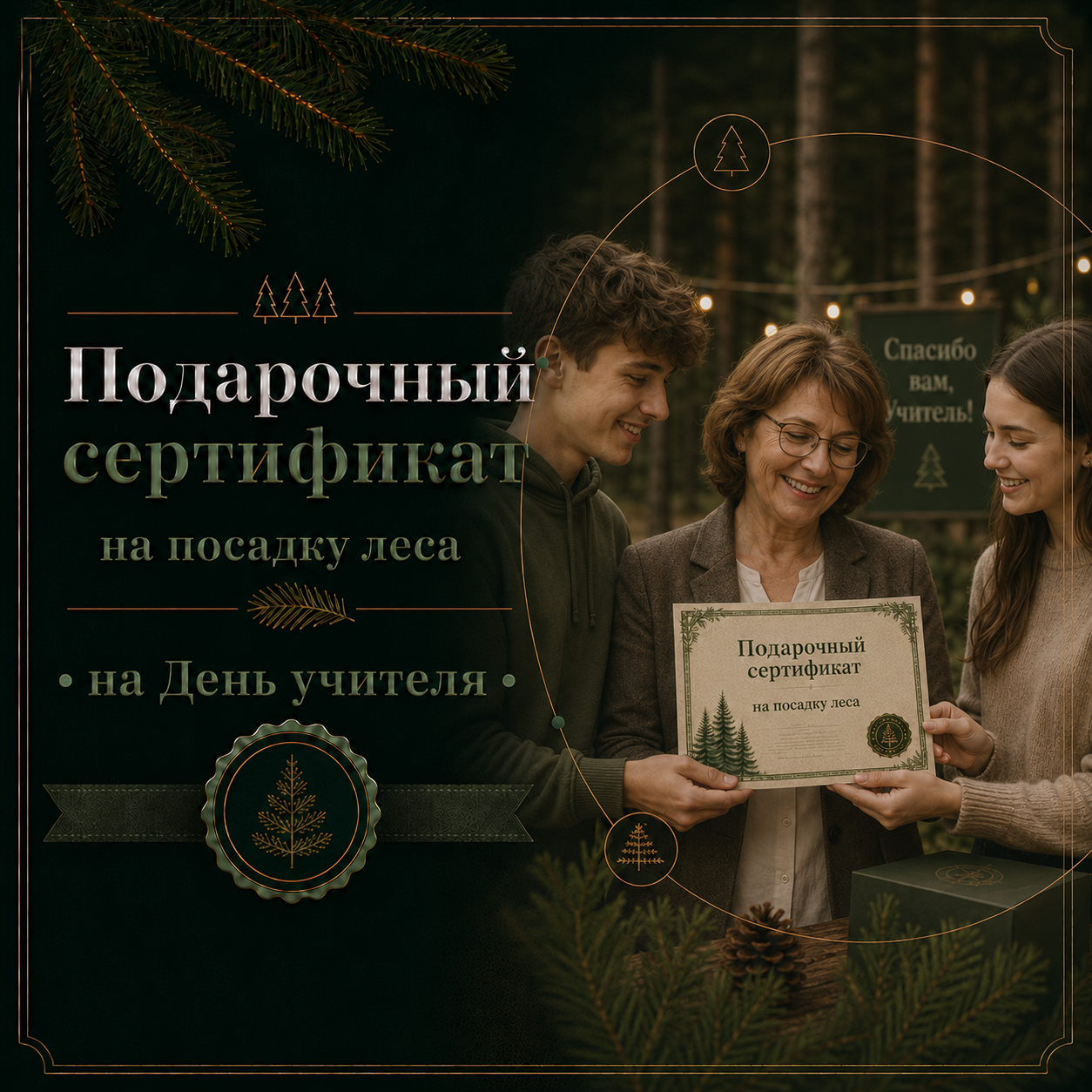 Подарочный сертификат на посадку леса на день учителя