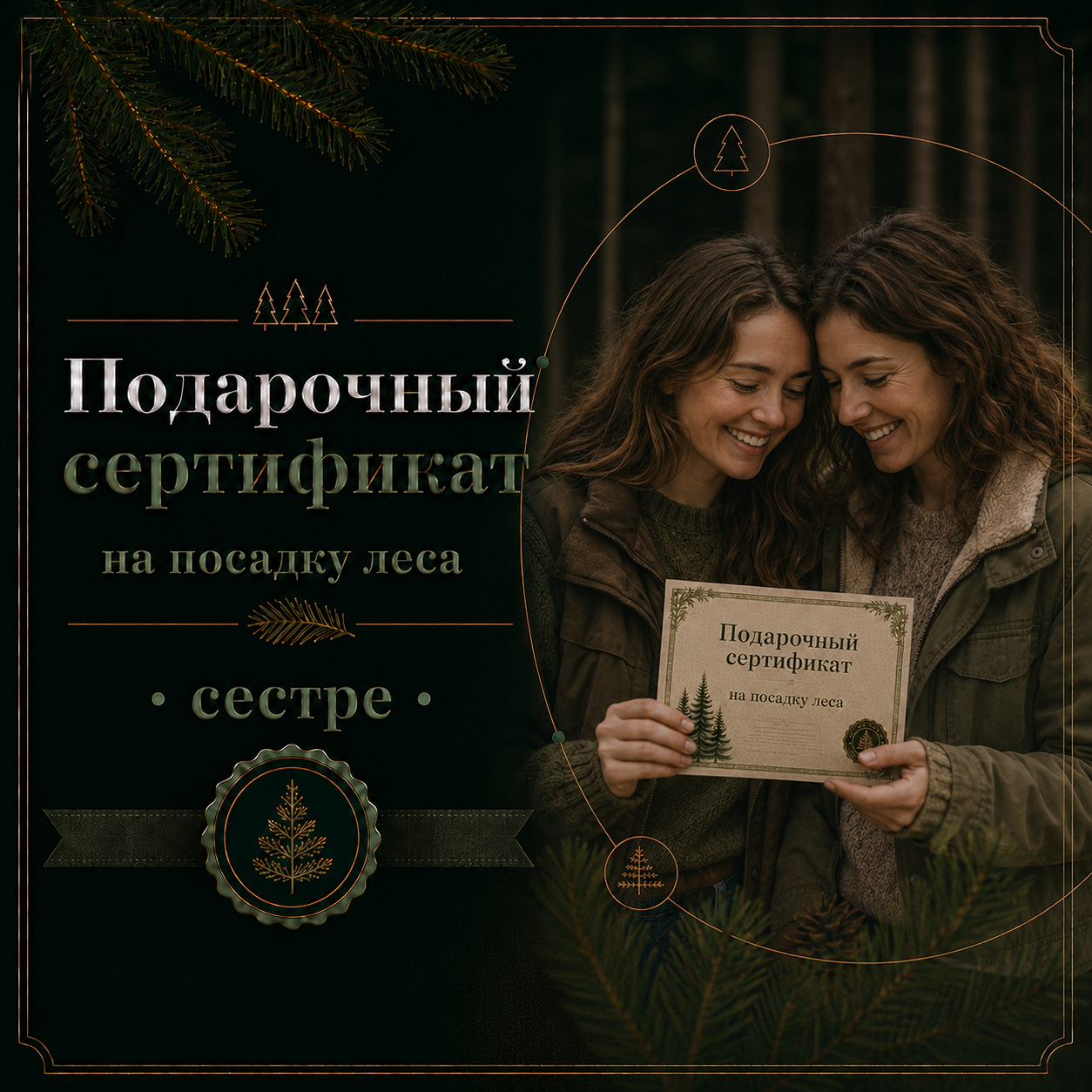Подарочный сертификат на посадку леса сестре