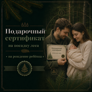 Подарочный сертификат на посадку леса в честь рождения ребёнка