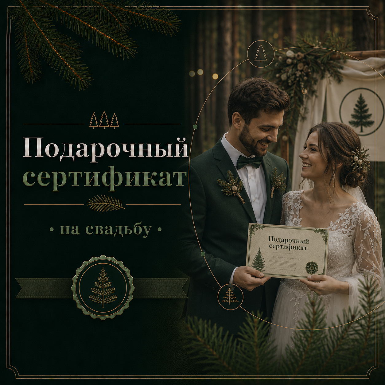 Подарочный сертификат посадку леса на свадьбу